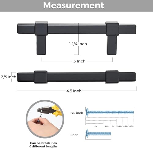 Ravinte Decor 30 Pack Black Cabinet Handles - 3" Hole Center Cabinet Pulls Matte Black Drawer Pulls Cabinet Hardware Kitchen Handles for Cabinets - Image 3