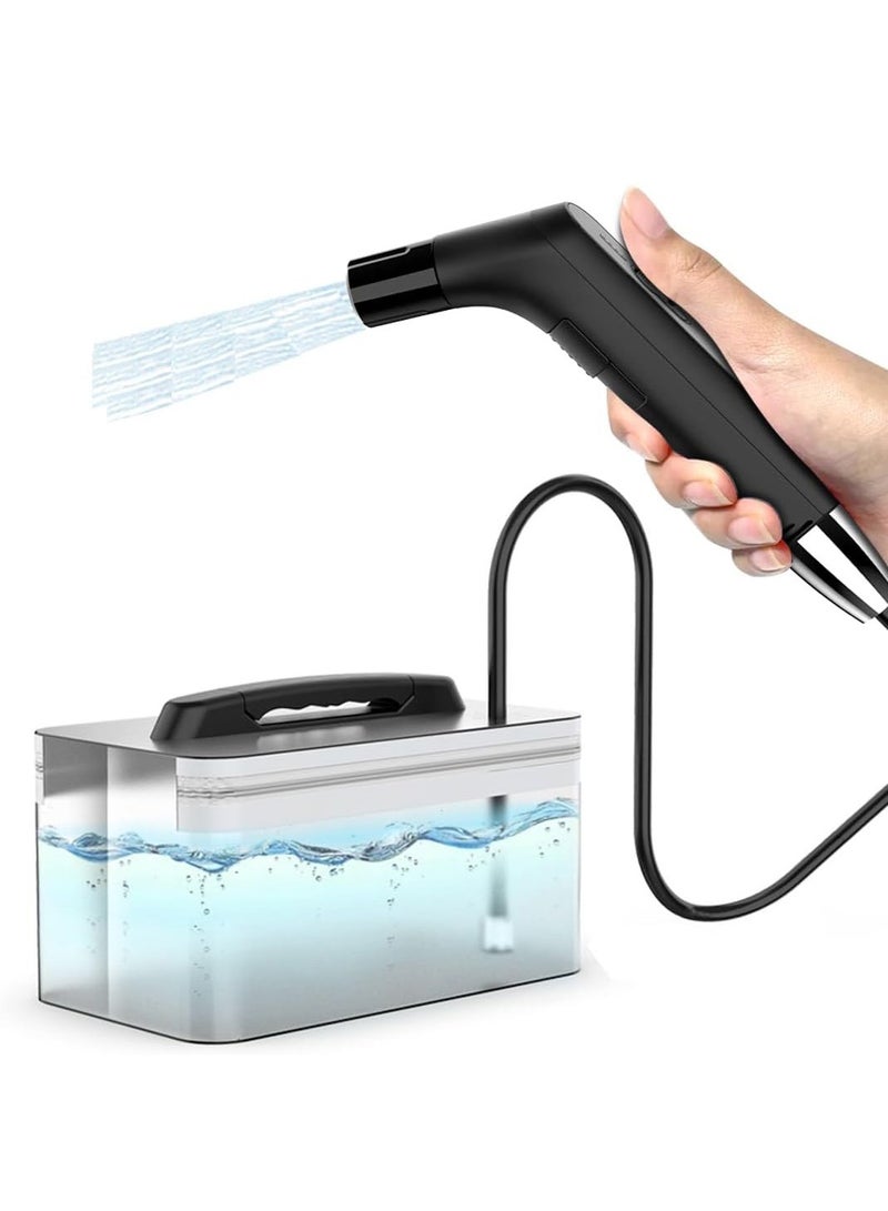Manhua Electric portable sitting bath spray,charging handheld design,with 2.3L water tank,suitable for travel and household toilet cleaning (black) - Image 1