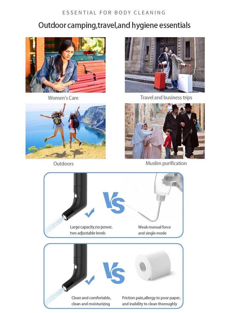 Manhua Electric portable sitting bath spray,charging handheld design,with 2.3L water tank,suitable for travel and household toilet cleaning (black) - Image 3