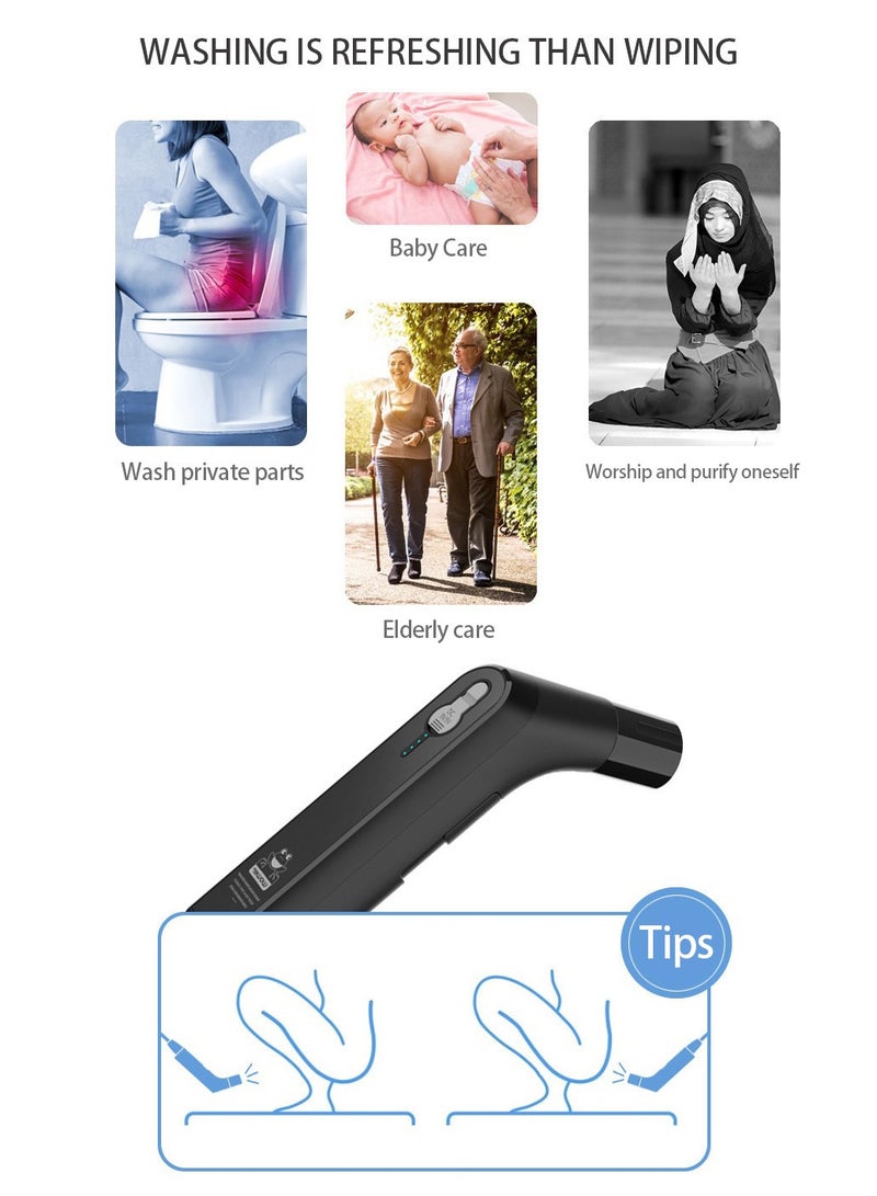 Manhua Electric portable sitting bath spray,charging handheld design,with 2.3L water tank,suitable for travel and household toilet cleaning (black) - Image 4