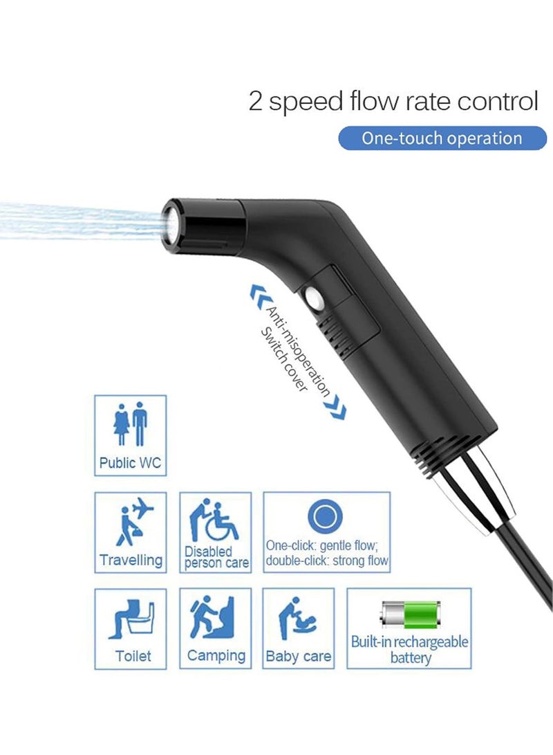 Manhua Electric portable sitting bath spray,charging handheld design,with 2.3L water tank,suitable for travel and household toilet cleaning (black) - Image 5