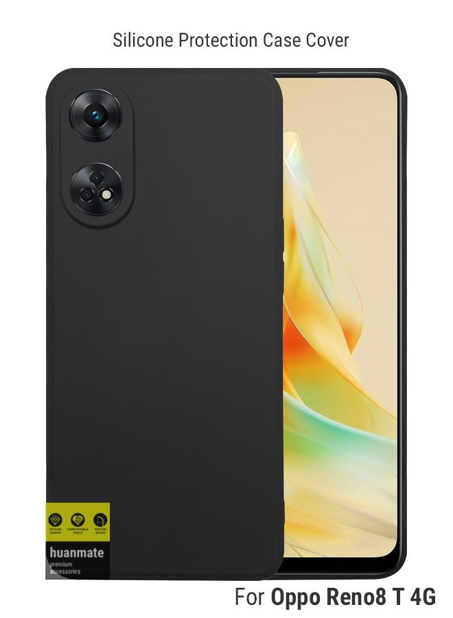 huanmate غطاء سيليكون أنيق لهاتف Oppo Reno8 T 4G أسود - Image 1