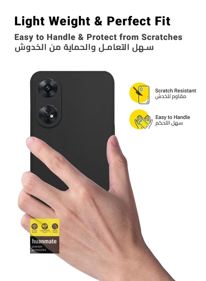 huanmate غطاء سيليكون أنيق لهاتف Oppo Reno8 T 4G أسود - Image 3