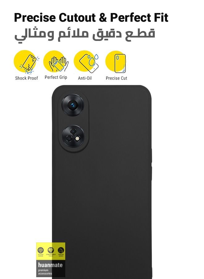 huanmate غطاء سيليكون أنيق لهاتف Oppo Reno8 T 4G أسود - Image 2