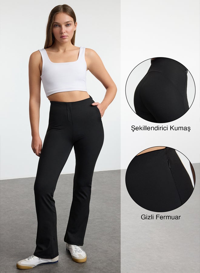 trendyol Black Zippered Pocket Detailed Full Length Knitted Sports Trousers - Image 2