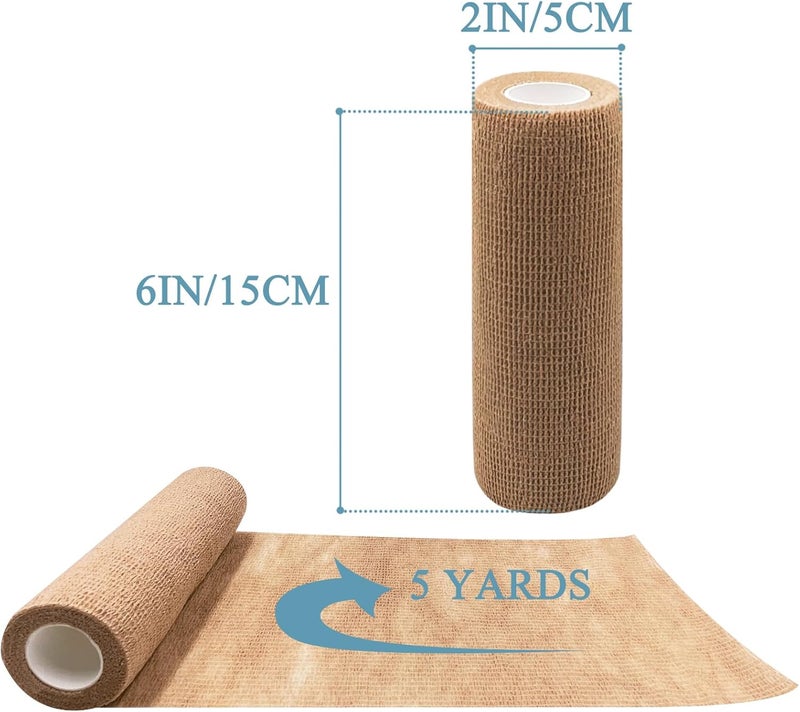 HerMia 6 Inches Self Adhesive Large Bandages Wrap for Wrist Ankle Swelling Sprains 2 Rolls NonWoven Cohesive Medical Tape - Image 2