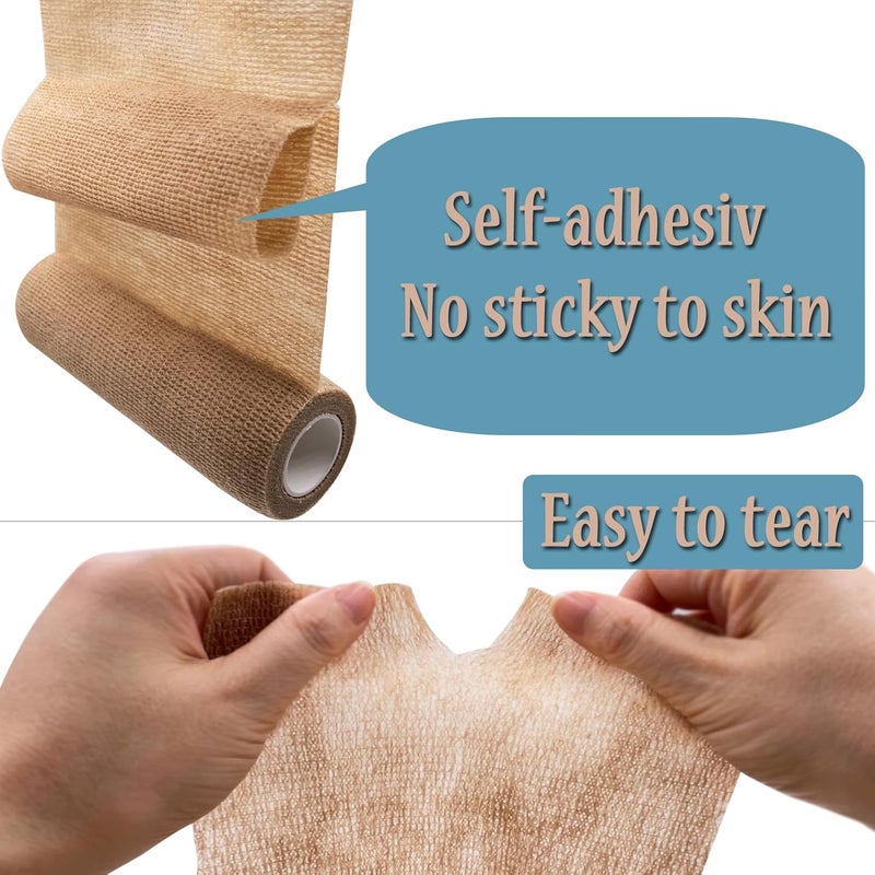 HerMia 6 Inches Self Adhesive Large Bandages Wrap for Wrist Ankle Swelling Sprains 2 Rolls NonWoven Cohesive Medical Tape - Image 5