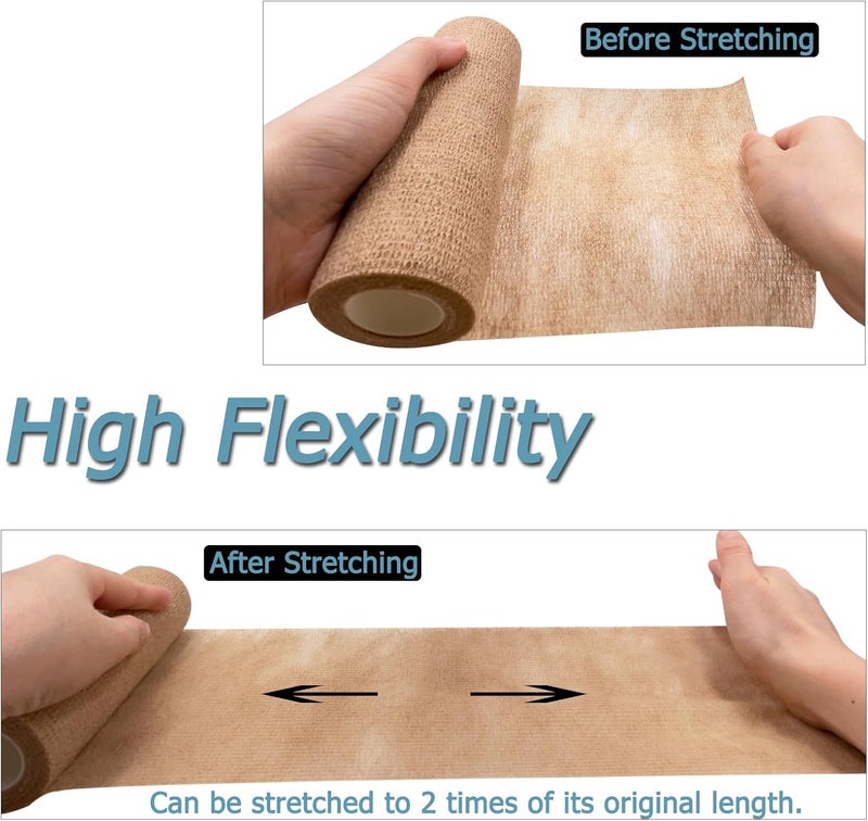 HerMia 6 Inches Self Adhesive Large Bandages Wrap for Wrist Ankle Swelling Sprains 2 Rolls NonWoven Cohesive Medical Tape - Image 3