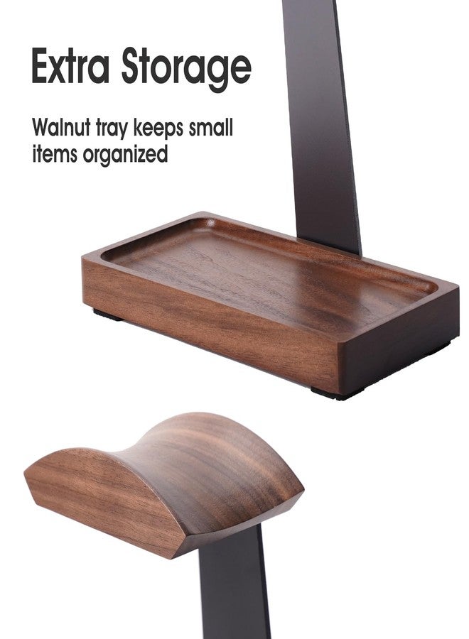 NIRVASH Walnut Headphone Stand, Wooden Headset Stand for Desk, Wood Gaming Headphone Holder with Storage Base for Airpod max, Bose, Razer, Sennheiser, Jabra, JBL, AKG, Vintage Gift for Men - Image 3