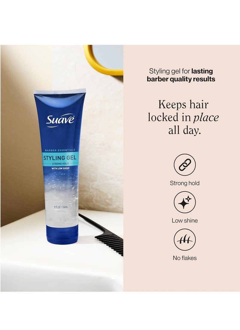 Suave Suave Hair Gel Barber Essentials Styling Gel for Men, Strong Hold and Low Shine, No Flakes, Barber-Quality Results, 9 oz  - Image 3