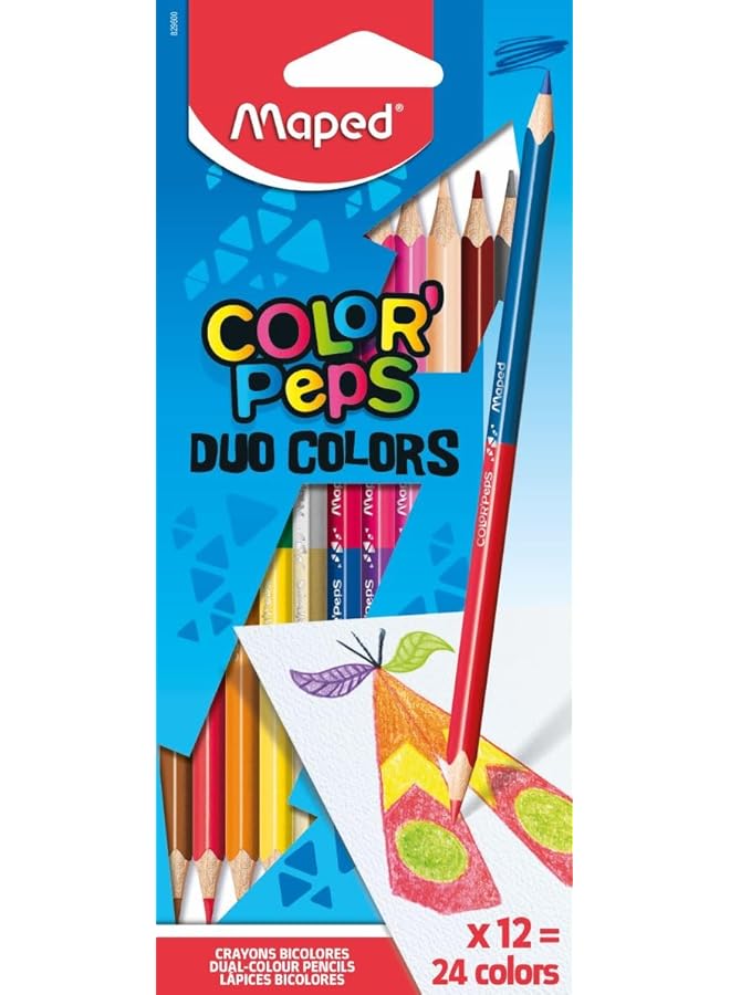 Maped Color'Peps Triangular Duo Tip Colored Pencils Assorted Colors Pack Of 12 829600Zv - Image 1