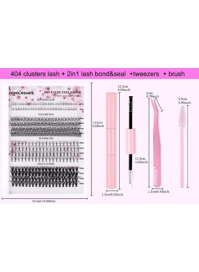 Julystar - Diy False Eyelashes—4 Styles DIY Eyelash Extension Kit, Segmented Corner Lashes 404 Lash Clusters, Mixed Eyelash Extension Lashes Cluster, Natural C Curl Eyelash Set, Brush Like Thick Eyelashes - Image 1