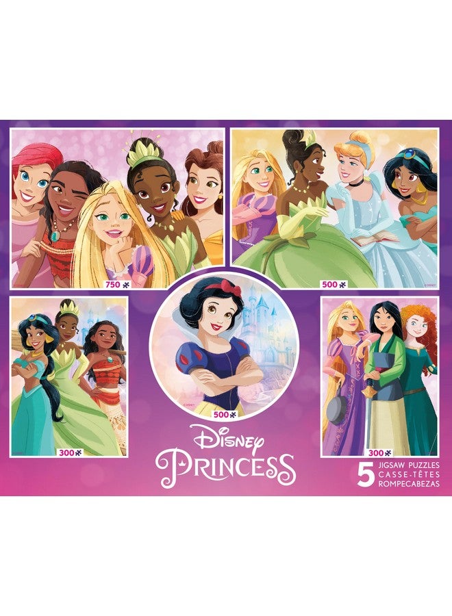 Ceaco - 5 In 1 Multipack - Disney Princess - (2) 300 Piece, (2) 500 Piece, (1) 750 Piece Jigsaw Puzzles - Image 1