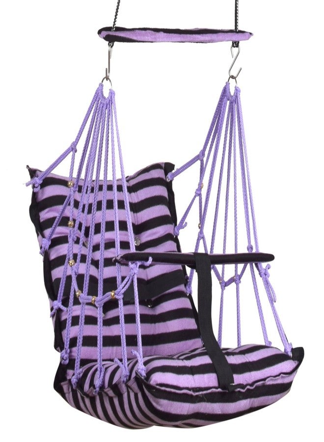 Windson Craft® Cotton Baby Swing for 1-5 Year Olds - Indoor & Outdoor Hammock Chair with Safety Belt and Cushions - Comfortable Hanging Baby Seat for Toddlers & Kids (Line Purple) - Image 1