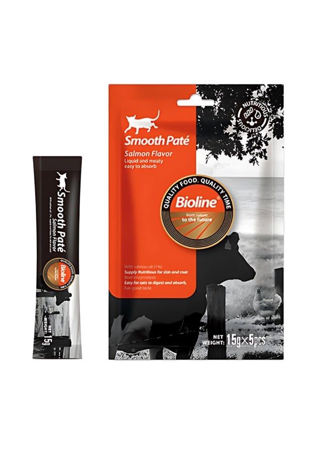 بايولاين بيولين فيست الطبيعي باتيه ناعم بنكهة السلمون (15 جرام × 5 قطع) - Image 1