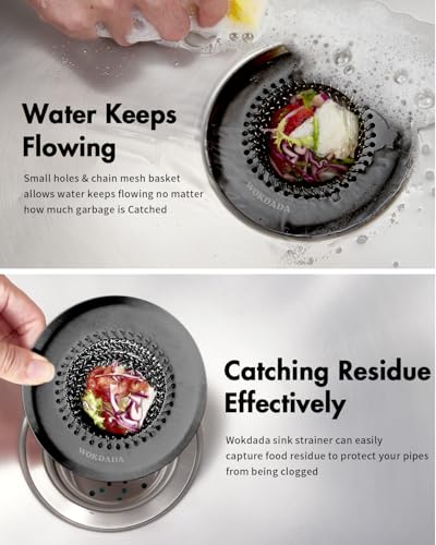 wokdada Sink Drain Strainer, Reversible Mesh Sink Strainer with 304 Stainless Steel, Wokdada Revolutionary Anti-Rust Kitchen Sink Drain Strainer for Garbage Disposal Food Catcher (Black) - Image 3