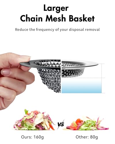 wokdada Sink Drain Strainer, Reversible Mesh Sink Strainer with 304 Stainless Steel, Wokdada Revolutionary Anti-Rust Kitchen Sink Drain Strainer for Garbage Disposal Food Catcher (Black) - Image 4