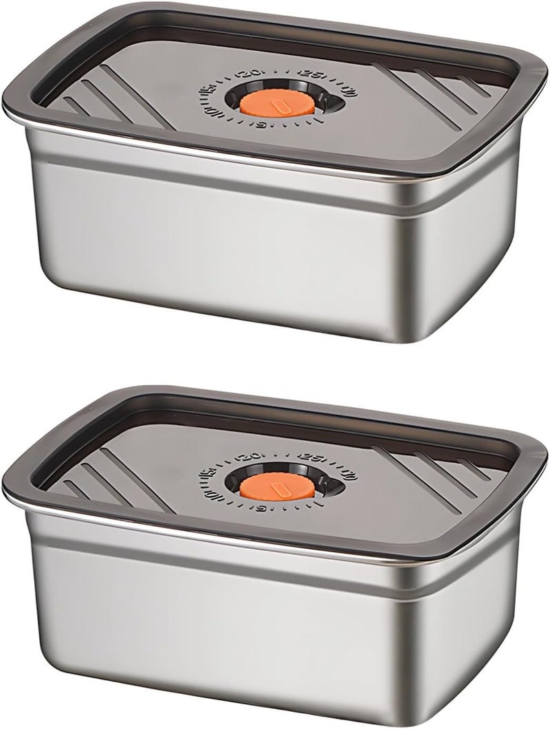 1500Ml Containers (2-Pack): Food Storage, Stainless Steel, Leakproof - Image 1