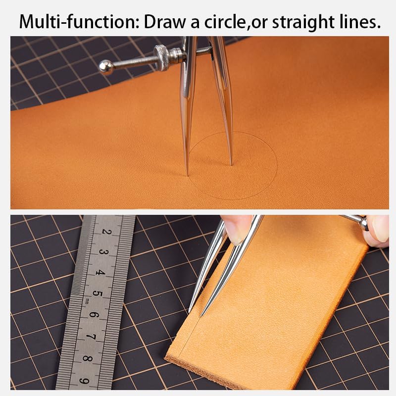 WUTA Spring Wing Divider 304 Stainless Steel Precision Scriber Caliper Tool Metal Dividers Adjustable Spacing Compass High Polished Round Leg for Drawing Circles, Leather Craft, Jewelry Design (Small) - Image 5
