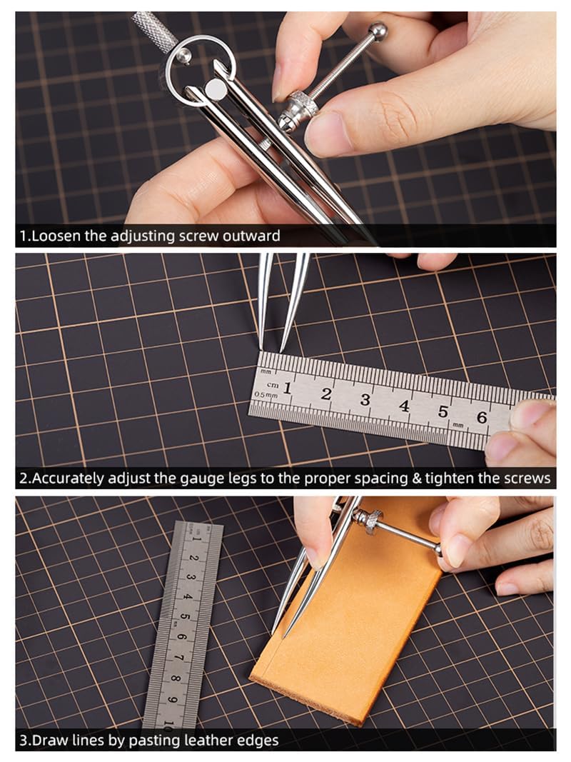 WUTA Spring Wing Divider 304 Stainless Steel Precision Scriber Caliper Tool Metal Dividers Adjustable Spacing Compass High Polished Round Leg for Drawing Circles, Leather Craft, Jewelry Design (Small) - Image 4