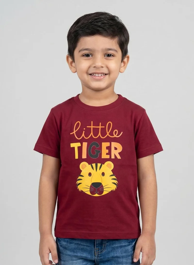 بيبي كلو Boys Little Tiger Maroon T-Shirt