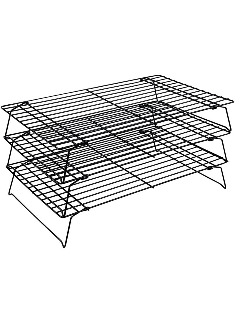 Restaurantware Restaurantware Met Lux 157 x 98 x 83 Inch Wire Baking Rack Set 1 Stackable Oven Wire Rack Set  3Tier Design OvenReady Up To 392F Black Iron Cooling Rack Set With Collapsible Feet  - Image 2