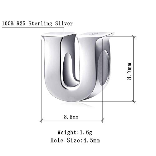 SOUKISS Alphabet Charms Authentic 925 Sterling Silver Letter Initial A-z Alphabet Beads for Christmas Mothers Gifts (U) - Image 2