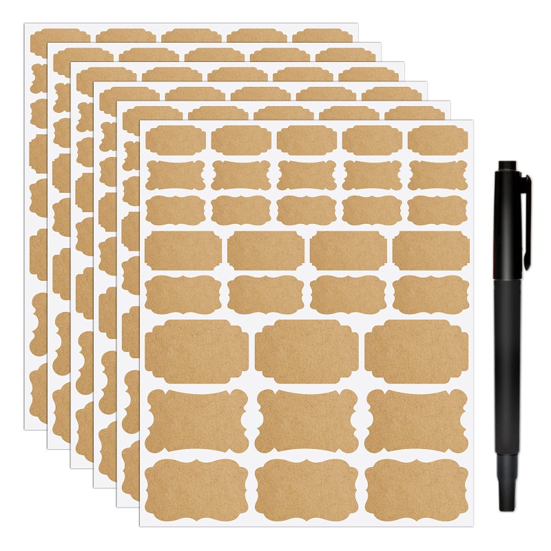 Nardo Visgo Natural Brown Kraft Bottle Labels,Assorted Size Self-Adhesive Removable Kraft Paper Sticker Labels for Essential Oil Bottles,Gift Tags,Mason Jars or Storage Bins,Free Black Marker,192pcs - Image 2