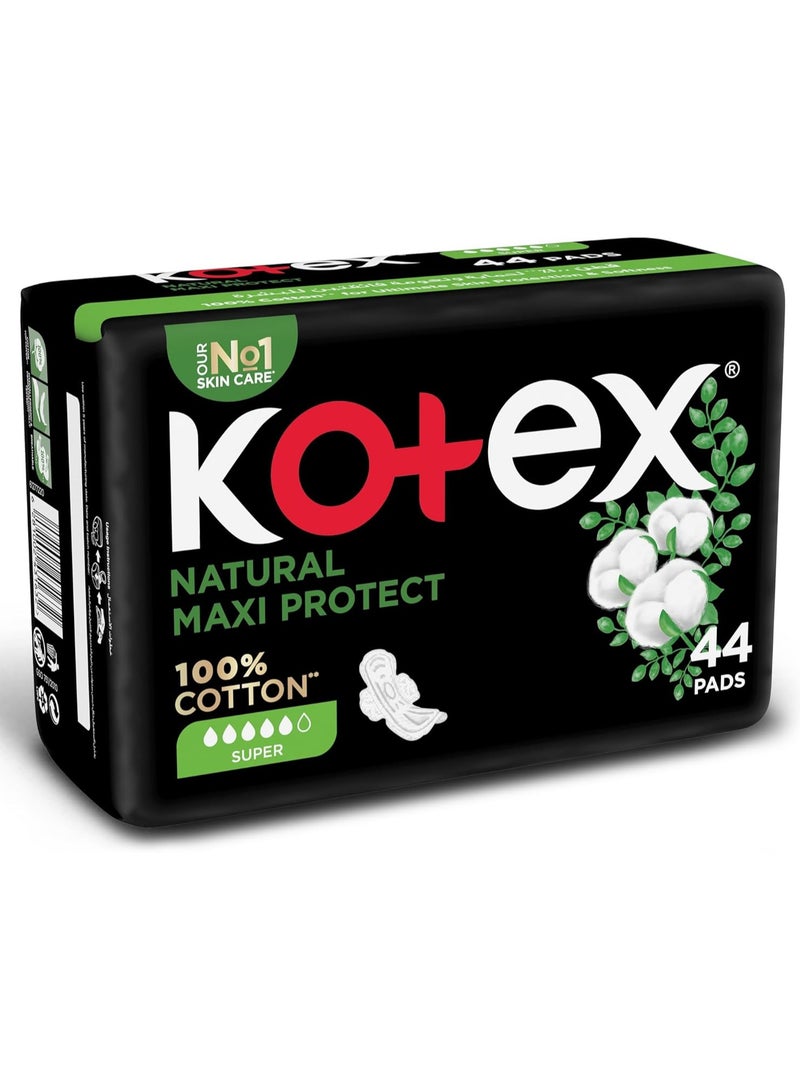 Kotex Super Thick maxi Natural Sanitary Pads with Wings - 44 Pieces - Image 2