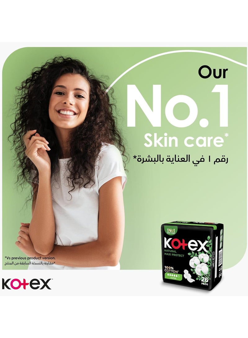 Kotex Super Thick maxi Natural Sanitary Pads with Wings - 44 Pieces - Image 3