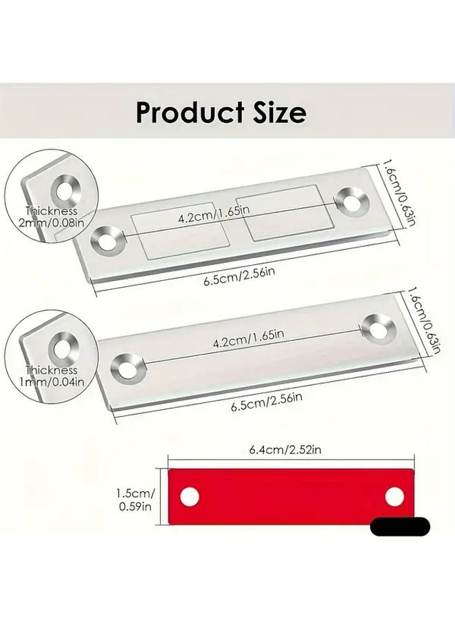 4 Sets of 8pcs Silvery Self Adhesive Ferromagnetic Door Catch Strips No Drill Invisible Magnets - Image 1