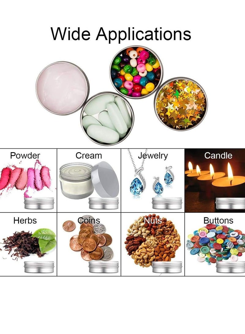 واي آند دي Cosmetic Jars With Lids 20pcs Empty Cosmetics Container Pots Aluminium Tin with Screw Labels and Mini Spatula for Cream, Sample Powder Makeup Storage (20ml) - Image 2