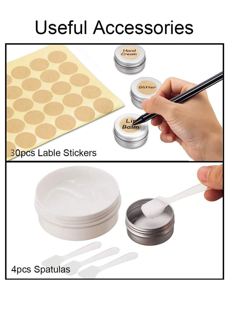 واي آند دي Cosmetic Jars With Lids 20pcs Empty Cosmetics Container Pots Aluminium Tin with Screw Labels and Mini Spatula for Cream, Sample Powder Makeup Storage (20ml) - Image 5