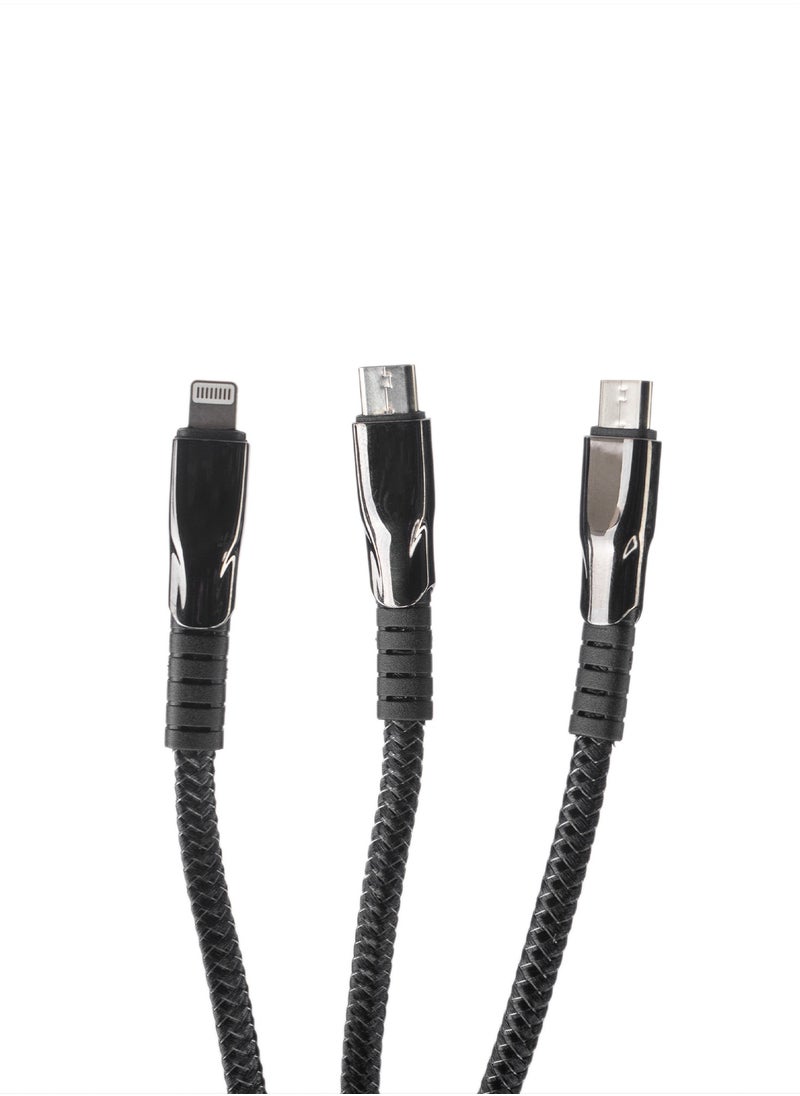 JBQ - 3 in 1 Data Cable USB A to Type C, Type C And Lightning - Image 1