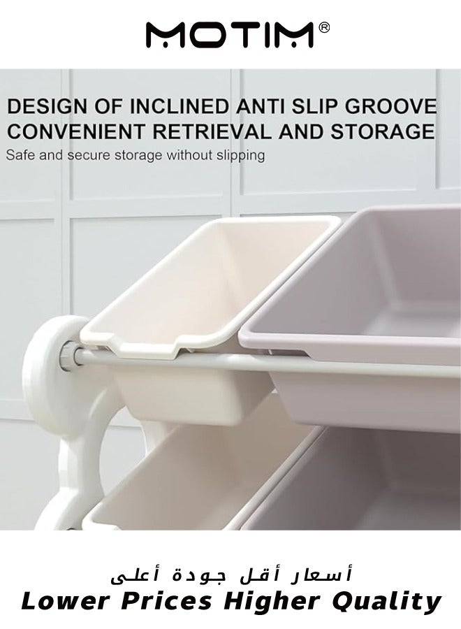 موتيم منظم ألعاب الأطفال منظم ألعاب الأطفال رف منظم ألعاب كبير السعة 4 أرفف مع 10 صناديق تخزين لتخزين الألعاب والكتب باللون الرمادي - Image 5