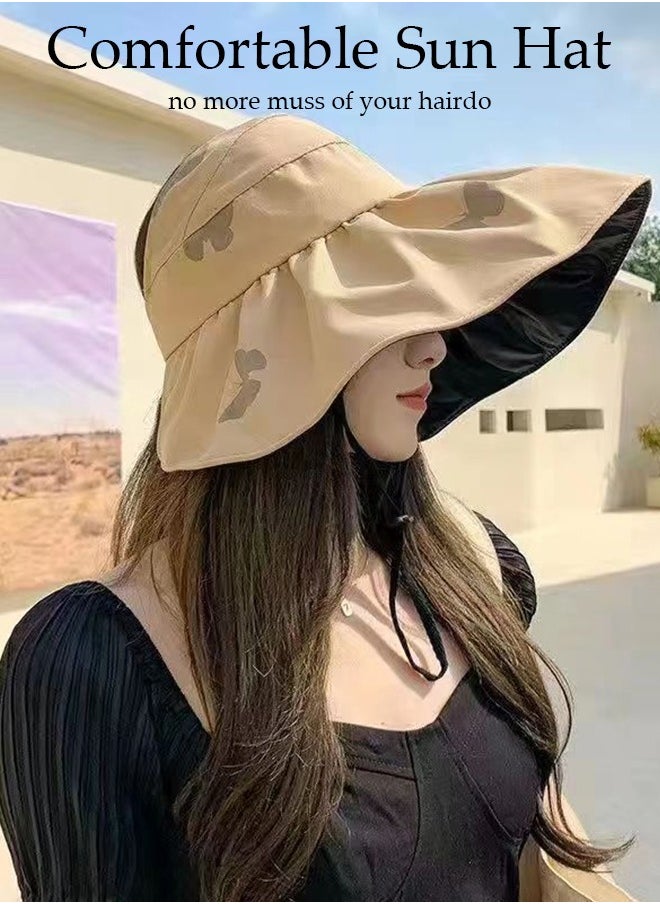 DUNISO - Women's Foldable Sun Hat Summer Wide Brim Roll Up Beach Cap Summer Solid Travel Beach Bucket Hats UV Protection UPF50+ for Vacation Outdoor Activities - Image 1