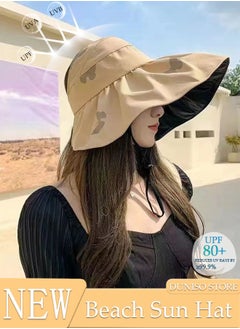 Women's Foldable Sun Hat Summer Wide Brim Roll Up Beach Cap Summer Solid Travel Beach Bucket Hats UV Protection UPF50+ for Vacation Outdoor Activities