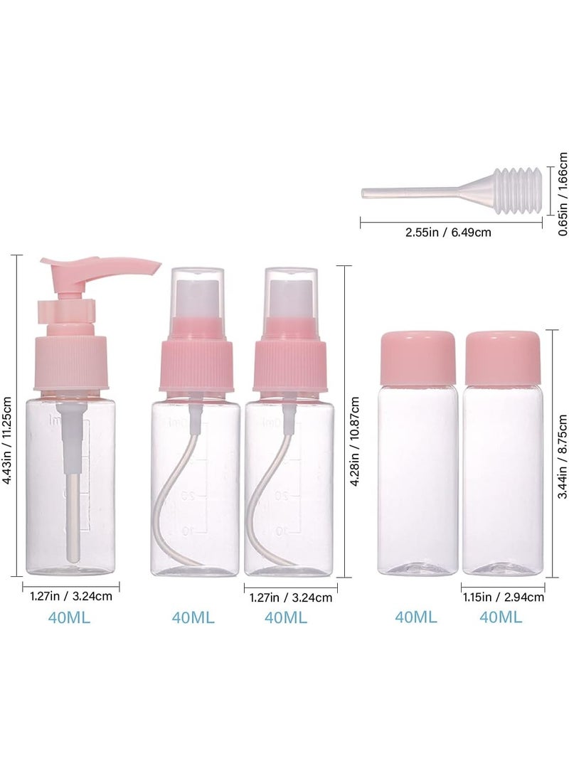 6-Piece Travel Bottles Set 40ML – Refillable Leak-Proof Containers for Toiletries & Cosmetics Portable Mini Bottles Kit with Storage Bag, TSA-Friendly Design & Multi-Purpose Use Pink - Image 2