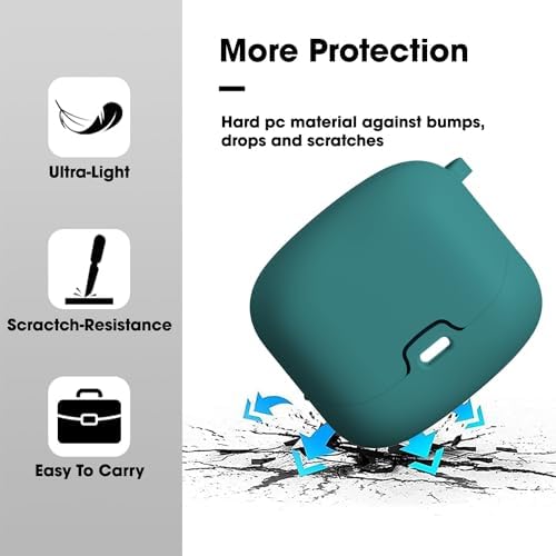 Sounce Earphone Case Cover Compatible for Boult Audio Z40, Soft Silicone Skin Case Cover Shock-Absorbing Protective Case with Keychain [Front LED Visible] (Green) - Image 3
