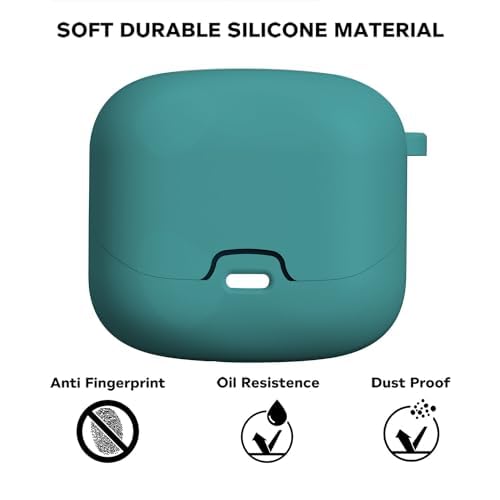 Sounce Earphone Case Cover Compatible for Boult Audio Z40, Soft Silicone Skin Case Cover Shock-Absorbing Protective Case with Keychain [Front LED Visible] (Green) - Image 5