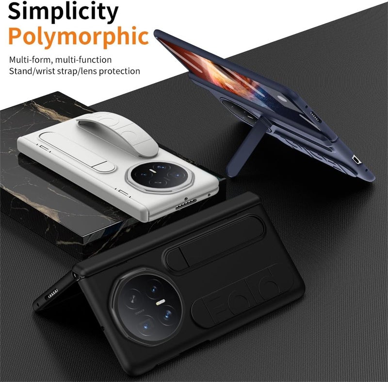 حافظة لهاتف Honor Magic V6 2026، غطاء كامل مضاد للصدمات مع حامل وواقي شاشة مدمج، قابلة للطي للهاتف (أزرق) - Image 3