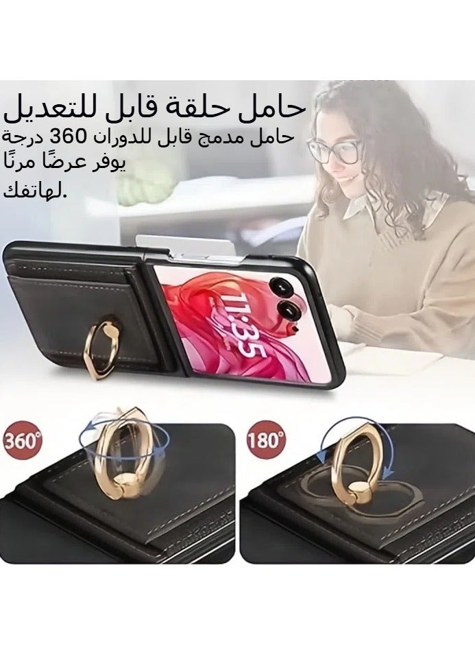 Case for Razr5 Case,Card Slot Wallet Leather Case Ring Holder Bumper Cover for Motorola RAZR 50 Ultra  - Image 5