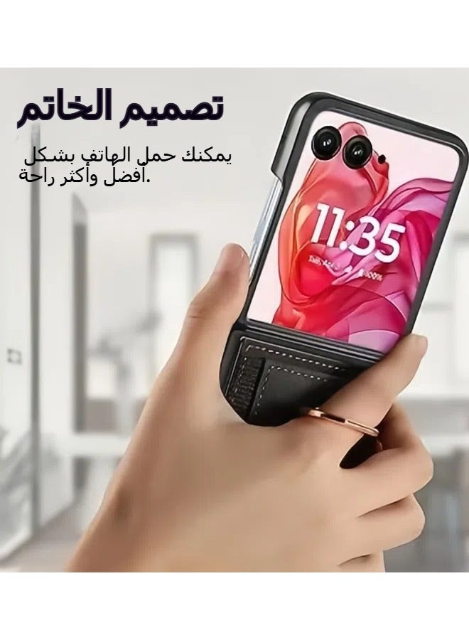 Case for Razr5 Case,Card Slot Wallet Leather Case Ring Holder Bumper Cover for Motorola RAZR 50 Ultra  - Image 4