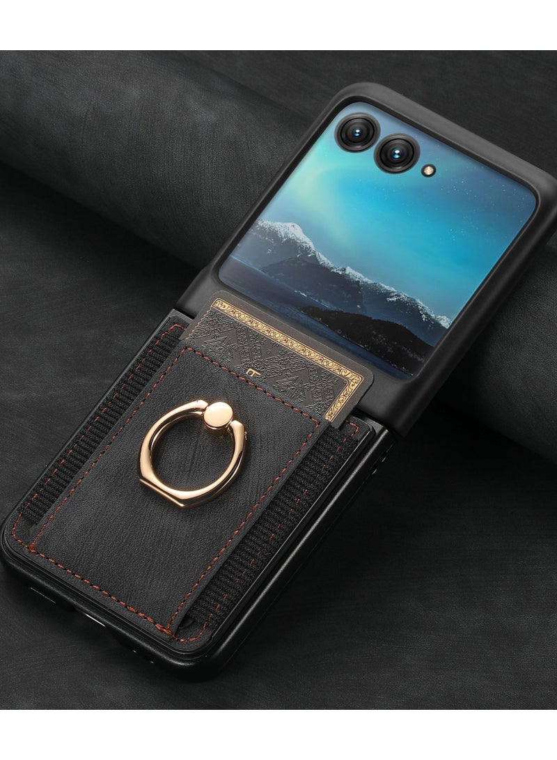 Case for Razr5 Case,Card Slot Wallet Leather Case Ring Holder Bumper Cover for Motorola RAZR 50 Ultra  - Image 1