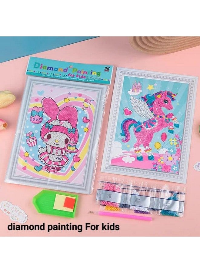 Tera13 TERA 13 DIY Cartoon Diamond Rhinestone Painting Kits for Kids with Wooden Frame, Diamond Art Kit for Kids, Diamond Painting Kit, Arts and Crafts for Kids, Return Gift for Kids (Pack of 8) - Image 3