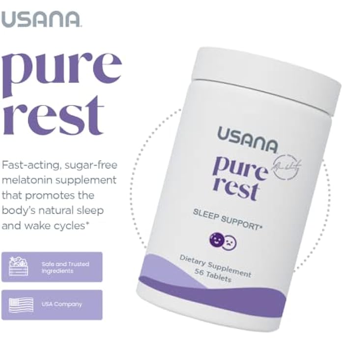 USANA Pure Rest Melatonin Supplement for Sleep Support* – Fast Acting – Sugar Free - 56 Tablets - Image 3