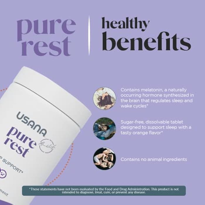 USANA Pure Rest Melatonin Supplement for Sleep Support* – Fast Acting – Sugar Free - 56 Tablets - Image 4