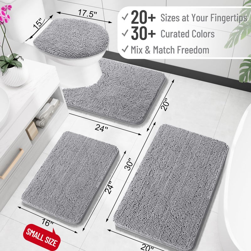 OLANLY Bathroom Rugs 36x24, Extra Soft Absorbent Chenille Bath Rugs, Rubber Backing Quick Dry, Machine Washable Bath Mats for Bathroom Floor, Tub and Shower, Home Decor Accessories, Grey - Image 2