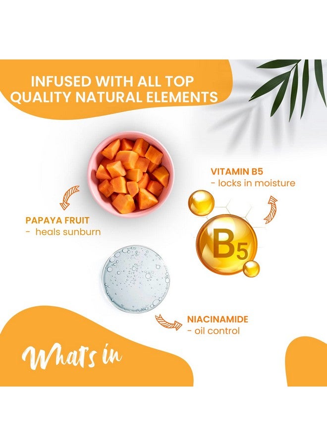 NutriGlow NATURAL'S Advanced Pro Formula Papaya Sunscreen SPF 50, PA+++ No White Cast, Non-Greasy, with Broad Spectrum, UV A & UV B Blue Light Protection, for Men & Women Suitable for Oily, Dry, Sensitive & Combination Skin (100 g) - Image 5