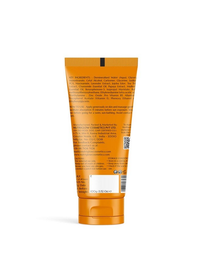 NutriGlow NATURAL'S Advanced Pro Formula Papaya Sunscreen SPF 50, PA+++ No White Cast, Non-Greasy, with Broad Spectrum, UV A & UV B Blue Light Protection, for Men & Women Suitable for Oily, Dry, Sensitive & Combination Skin (100 g) - Image 2